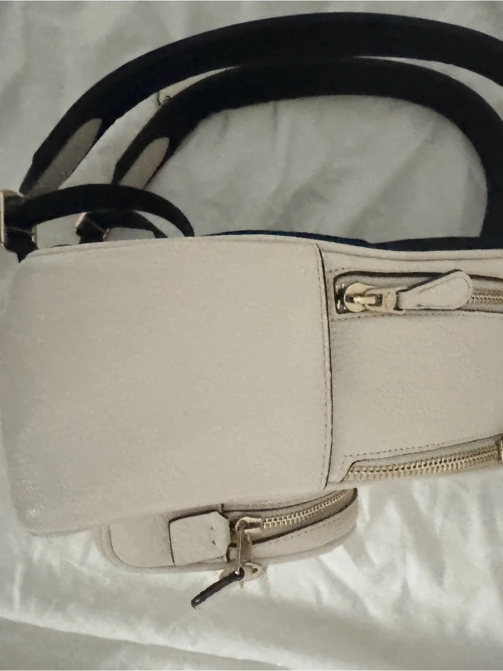 Coach Pebble Leather Mini Backpack in Cream with Black Straps